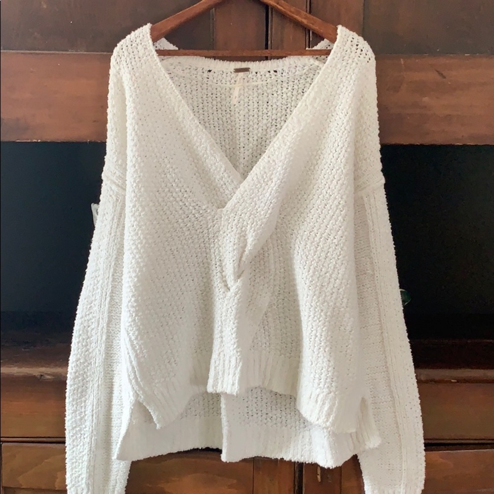 Free people- white twist sweater